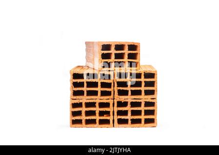 Five ceramic bricks on a white background with copy space Stock Photo