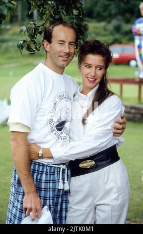 INGEMAR STENMARK Swedish alpine skier and Olympic goldmedalist with fiance Anna Karin Linde Stock Photo