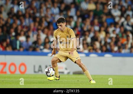 San Sebastian, Spain. 21st Aug, 2022. Pedri (Barcelona) Football/Soccer : Spanish 'La Liga Santander' match between Real Sociedad 1-4 FC Barcelona at the Reale Arena in San Sebastian, Spain . Credit: Mutsu Kawamori/AFLO/Alamy Live News Stock Photo