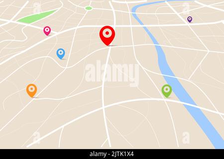 Clean top view of the day time city map with street and river, Blank urban  imagination map, vector illustration Stock Photo - Alamy