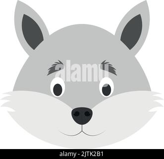 Wolf face in cartoon style for children. Animal Faces Vector illustration Series Stock Vector