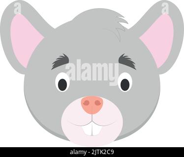 Mouse face in cartoon style for children. Animal Faces Vector illustration Series Stock Vector