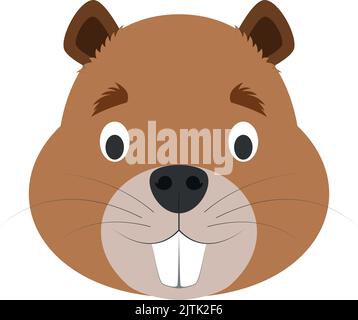 Beaver face in cartoon style for children. Animal Faces Vector illustration Series Stock Vector