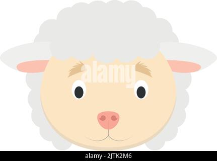 Sheep face in cartoon style for children. Animal Faces Vector illustration Series Stock Vector