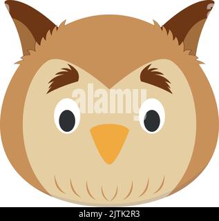 Owl face in cartoon style for children. Animal Faces Vector illustration Series Stock Vector