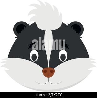 Skunk face in cartoon style for children. Animal Faces Vector illustration Series Stock Vector