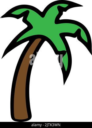 Vector palm icon isolated on white. Line minimalistic flat icon for web. Stock Vector