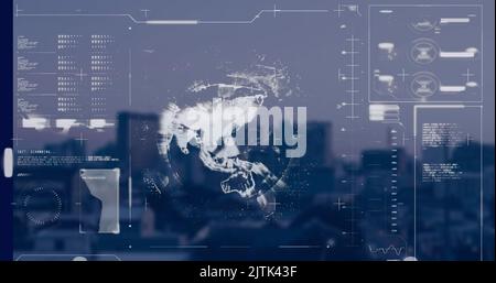 Graphical Screen Image of graphical infographic interface screen with analysis, scanning ...