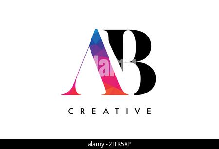 BA Letter Design with Creative Cut and Colorful Rainbow Texture. BA ...
