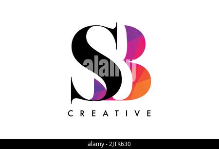 BS Letter Design with Creative Cut and Colorful Rainbow Texture. SB Letter Icon Vector Logo with Serif Font and Minimalist Style. Stock Vector