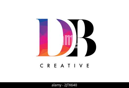 DB Letter Design with Creative Cut and Colorful Rainbow Texture. BD Letter Icon Vector Logo with Serif Font and Minimalist Style. Stock Vector