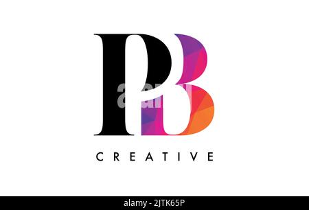 PB Letter Design with Creative Cut and Colorful Rainbow Texture. BP Letter Icon Vector Logo with Serif Font and Minimalist Style. Stock Vector