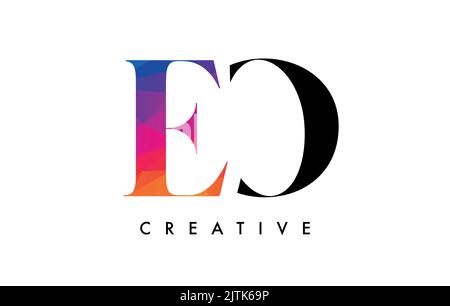 EO Letter Design with Creative Cut and Colorful Rainbow Texture. EO Letter Icon Vector Logo with Serif Font and Minimalist Style. Stock Vector