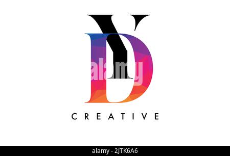 YD Letter Design with Creative Cut and Colorful Rainbow Texture. DY Letter Icon Vector Logo with Serif Font and Minimalist Style. Stock Vector
