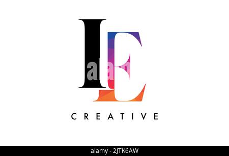 IE Letter Design with Creative Cut and Colorful Rainbow Texture. EI Letter Icon Vector Logo with Serif Font and Minimalist Style. Stock Vector