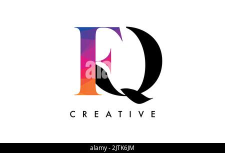 FQ Letter Design with Creative Cut and Colorful Rainbow Texture. FQ Letter Icon Vector Logo with Serif Font and Minimalist Style. Stock Vector