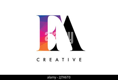 FA Letter Design with Creative Cut and Colorful Rainbow Texture. FA Letter Icon Vector Logo with Serif Font and Minimalist Style. Stock Vector