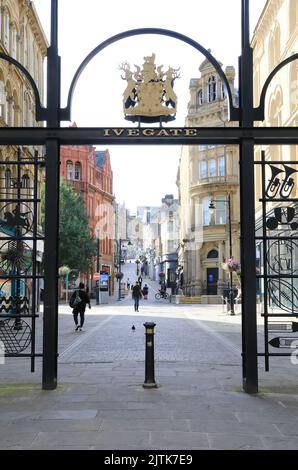 Ivegate, in the historical part of the City of Bradford, in West Yorkshire, UK Stock Photo