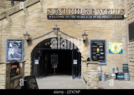 Sunbridge Wells, a maze of tunnels near City Park with quirky & independent retailers and lively bars, in Bradford, West Yorkshire, UK Stock Photo