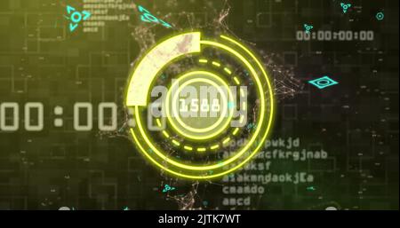 Image of scope scanning with qr code over data processing Stock Photo