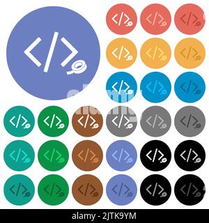 Software patch multi colored flat icons on round backgrounds. Included white, light and dark icon variations for hover and active status effects, and Stock Vector