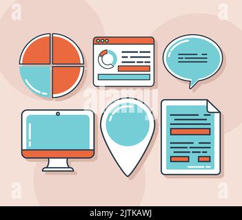 research items set Stock Vector