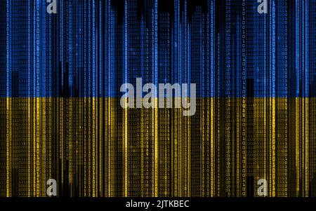 binary code pattern in colors of flag of ukraine Stock Photo