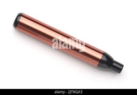 Top view of bronze color disposable e-cigarette isolated on white Stock Photo