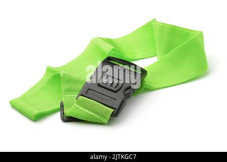 Adjustable luggage strap with combination lock isolated on white Stock Photo