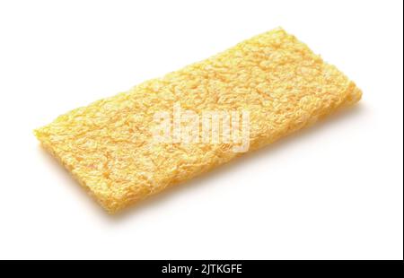 Single rectangular corn crispbread isolated on white Stock Photo