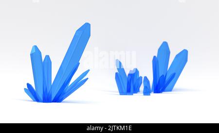 Blue crystal placed on white background. Mineral gem used as esoteric accesories. Stock Photo