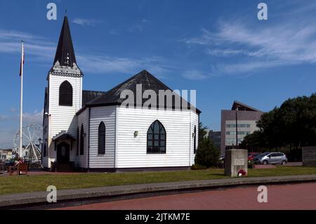 Norwegian Church, Cardiff Bay, 2022. summer Stock Photo