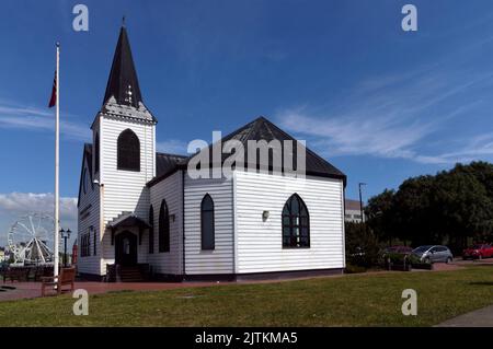 Norwegian Church, Cardiff Bay. Taken August summer Stock Photo