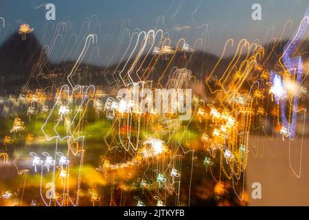 background with streaked lights with movement sensation in Brazil. Stock Photo