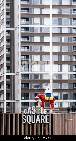 Elephant & Castle statue currently located at Castle Square following the demolition of the Elephant & Castle Shopping Centre. Stock Photo