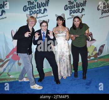 Brandon Winckler, Greg Vinciguerra, Xanthe Huynh and Maya Tuttle arriving to the 'The Great Wolf Pack: A Call To Adventure' Premiere held at the Great Wolf Lodge on August 23, 2022 Garden Grove, California © Janet Gough / AFF-USA.com Stock Photo