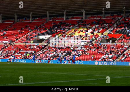 More than 700 fans watched Sunderland Women's game against Birmingham City Women at the Stadium of Light. Stock Photo