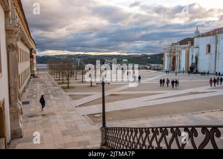 Panoramic view over the 'Paço das Escolas' in the Old University Campus of the University of Coimbra. Stock Photo