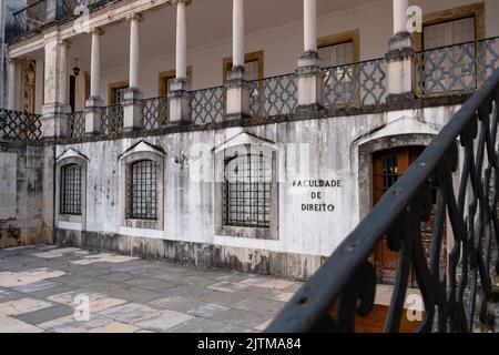 The Faculty of Law - ' Faculdade de Direito ' - of the University of Coimbra. Coimbra city in Portugal. Stock Photo