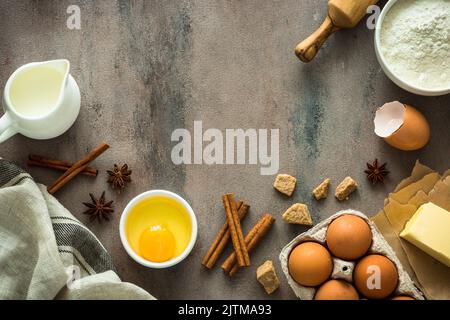 Ingredients for cooking baking. Top view. Stock Photo