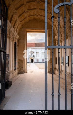 Campus of Coimbra university, narrow corridor of the Campus University of Coimbra, one of the oldest universities in Europe Stock Photo