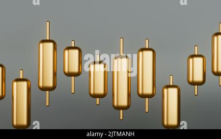Gold stock market trading forex investing graph. 3D Rendering Stock Photo