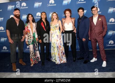 Devan Long, Sheila Carrasco, Roman Zaragoza, Rose McIver, Rebecca Wisocky, Asher Grodman and Richie Moriarty attending the Paramount Upfront 2022 Post Party held at 660 Madison Avenue on May 18, 2022 in New York City, NY ©Steven Bergman/AFF-USA.COM Stock Photo