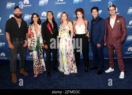 Devan Long, Sheila Carrasco, Roman Zaragoza, Rose McIver, Rebecca Wisocky, Asher Grodman and Richie Moriarty attending the Paramount Upfront 2022 Post Party held at 660 Madison Avenue on May 18, 2022 in New York City, NY ©Steven Bergman/AFF-USA.COM Stock Photo