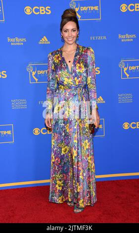 Emily O'Brien , arriving at the Daytime Emmy Awards at the Hilton Hotel
