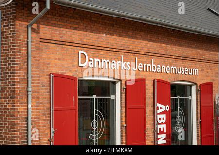 the danish Railway museum is a red brick building in Odense, Denmark, August 28, 2022 Stock Photo