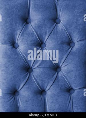 Blue capitone checkered soft fabric textile coach velours decoration with buttons Stock Photo