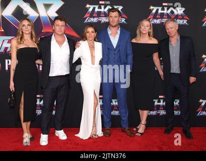 Samantha Hemsworth, Luke Hemsworth, Elsa Pataky, Chris Hemsworth, Leonie Hemsworth and Craig Hemsworth arriving to the ‘Thor: Love and Thunder’ World Premiere at TCL Chinese Theatre on June 23, 2022 in Hollywood, CA. © OConnor/AFF-USA.com Stock Photo