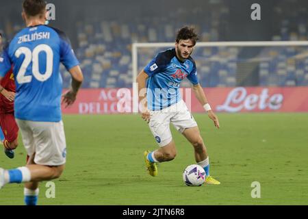 31st August 2022; Diego Armando Maradona Stadium, Naples, Campania, Italy; Serie A football, Napoli versus Lecce; Khvicha Kvaratskhelia of Napoli Stock Photo