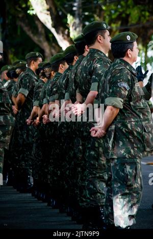 salvador, bahia, brazil - september 7, 2016: Brazilian Army soldiers during military parade in celebration of Brazil independence in the city of Salva Stock Photo